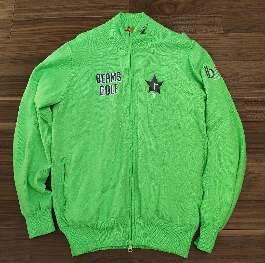 BEAMS GOLF スターフラッグロゴ ツアー 裏地付き ニット ブルゾン