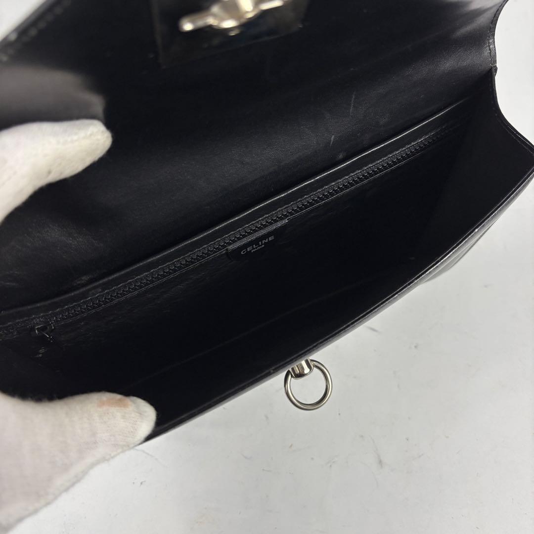 CELINE　セリーヌ　ヴィンテージ　クラッチバッグ　シルバー金具　レザー　黒