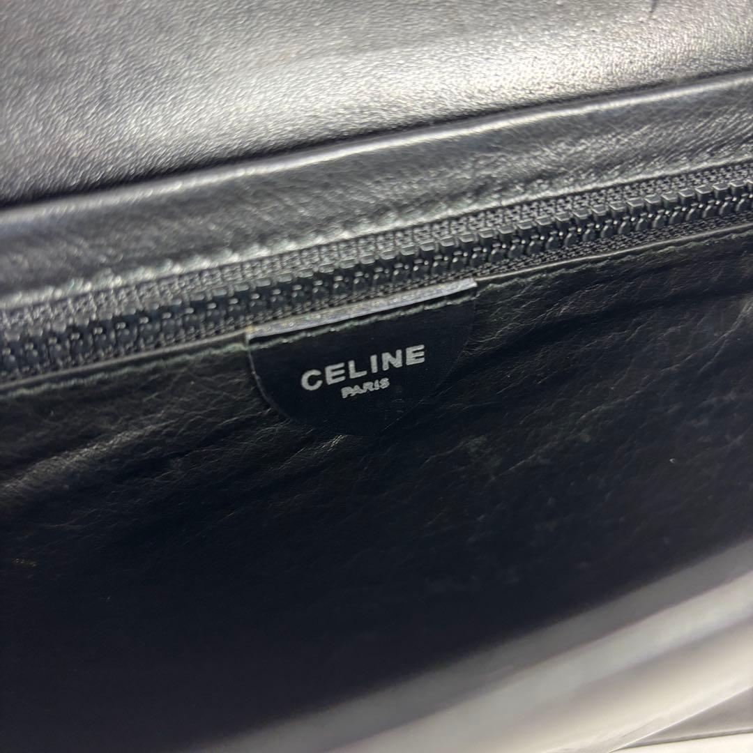 CELINE　セリーヌ　ヴィンテージ　クラッチバッグ　シルバー金具　レザー　黒