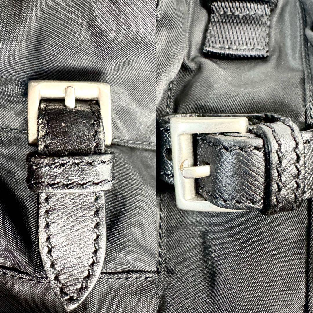PRADA リュック ナイロン 三角 プレート 巾着 マルチポケット レザー
