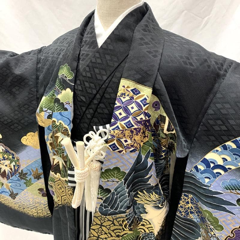 503ab7■七五三 五歳 男児 未使用品 着物&羽織&袴&角帯&長襦袢 小物