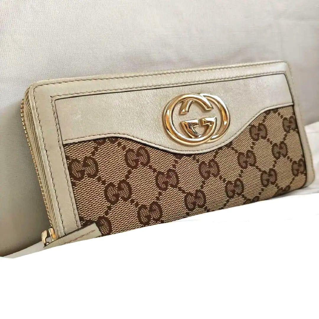 美品　GUCCI　インターロッキング　長財布　コンチネンタル　キャンバス