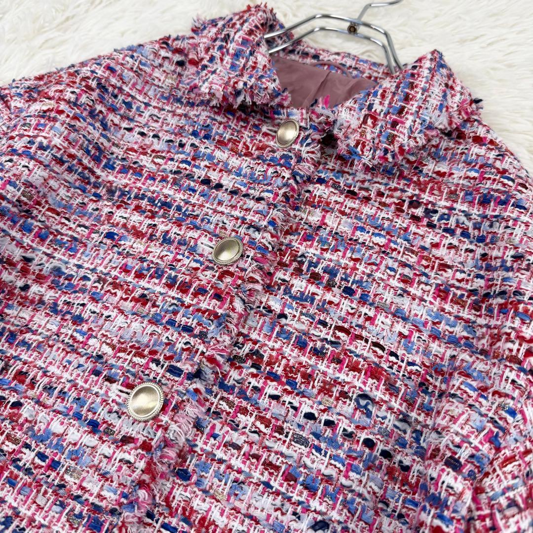 2024 アナイ レッドツイードステンカラー ジャケット 金釦 テーラード S