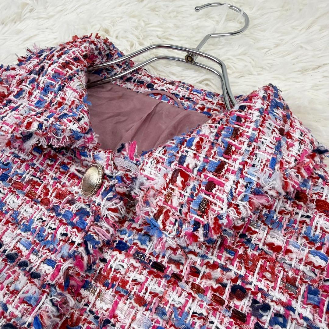 2024 アナイ レッドツイードステンカラー ジャケット 金釦 テーラード S