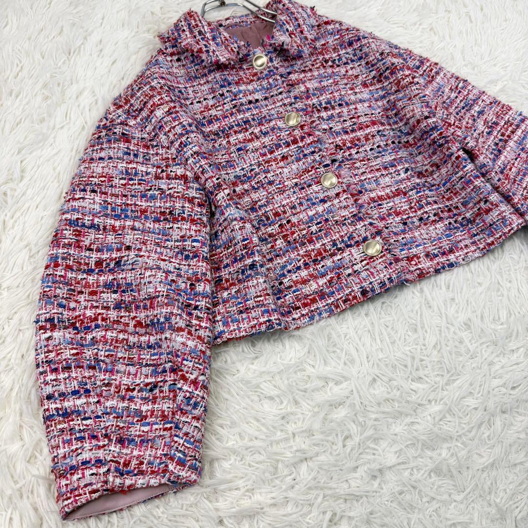 2024 アナイ レッドツイードステンカラー ジャケット 金釦 テーラード S