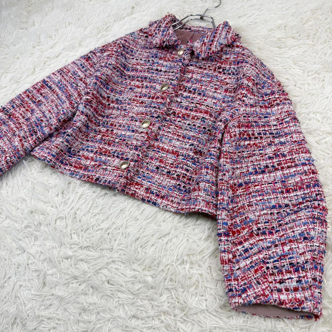2024 アナイ レッドツイードステンカラー ジャケット 金釦 テーラード S