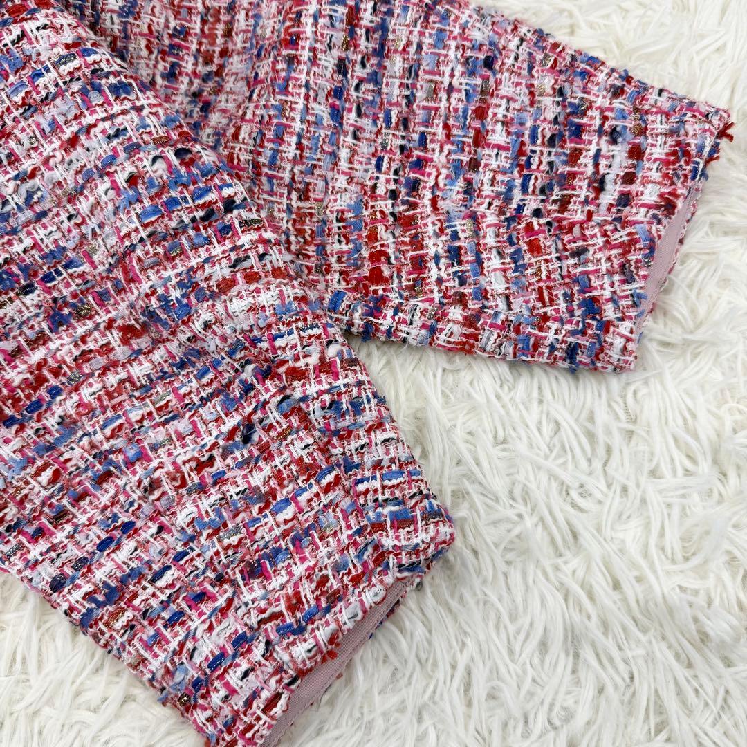 2024 アナイ レッドツイードステンカラー ジャケット 金釦 テーラード S