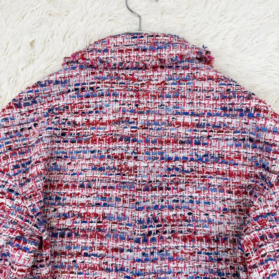 2024 アナイ レッドツイードステンカラー ジャケット 金釦 テーラード S