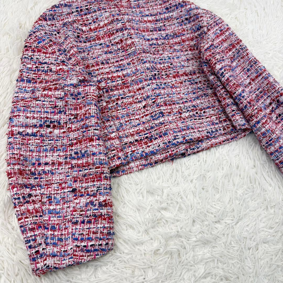 2024 アナイ レッドツイードステンカラー ジャケット 金釦 テーラード S