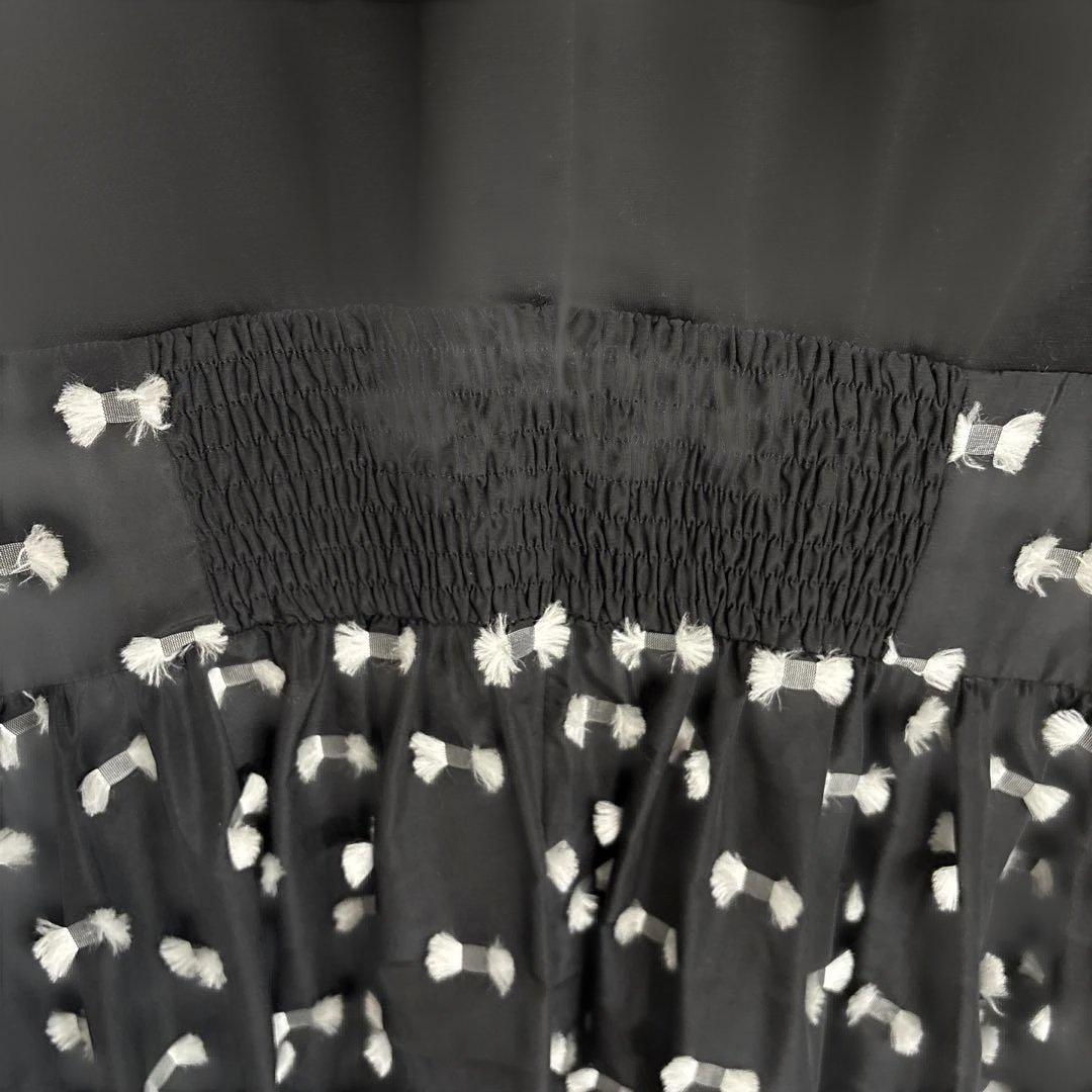 ユナイテッドアローズ　リボン カットジャカード ロングワンピース　ブラック