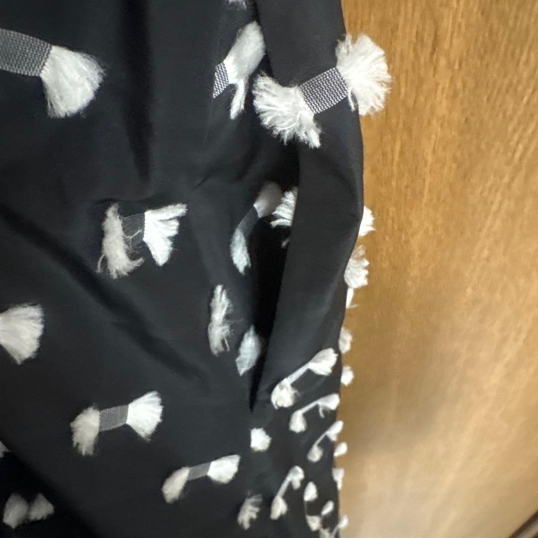 ユナイテッドアローズ　リボン カットジャカード ロングワンピース　ブラック