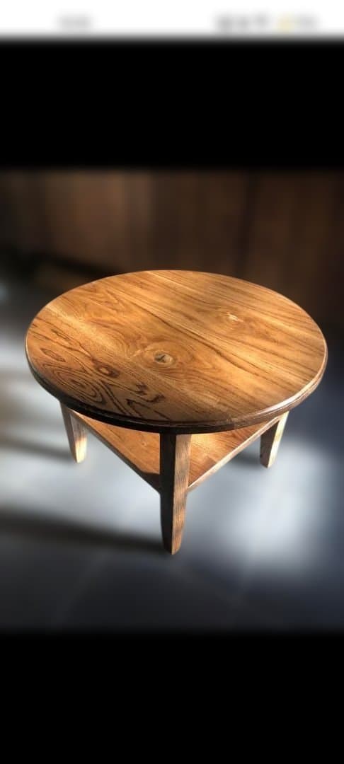 なら無垢材　円形木製センターテーブル