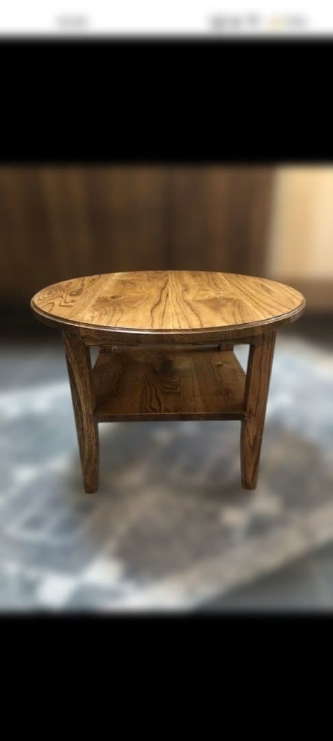 なら無垢材　円形木製センターテーブル