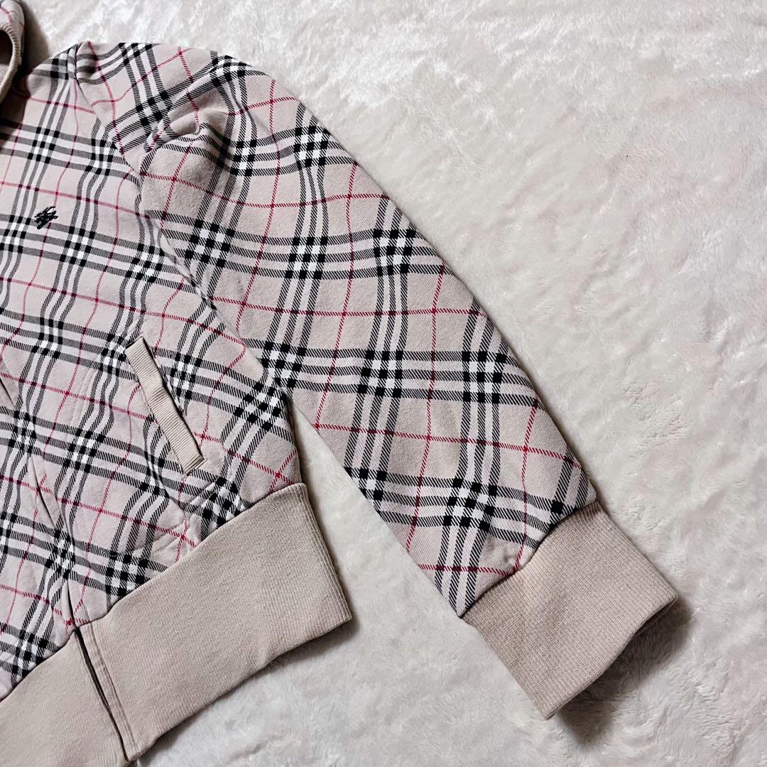 バーバリーブルーレーベル ノバチェック ホースロゴ刺繍 ジップアップパーカー