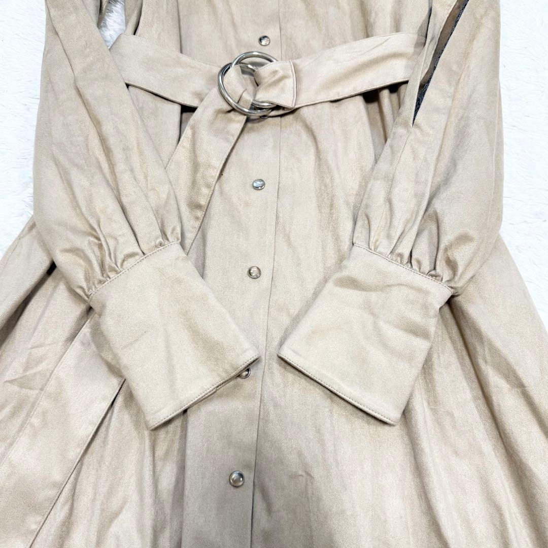 【美品✨】ミューラル 袖レース ベルト付 ボウタイロングワンピース ロングカフス