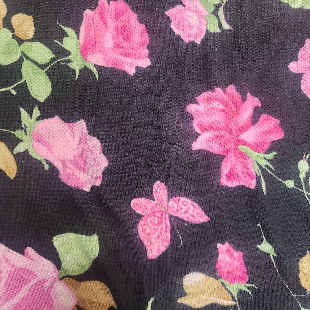 レオナール 半袖ワンピース ニット 花柄 コットン 薔薇 M