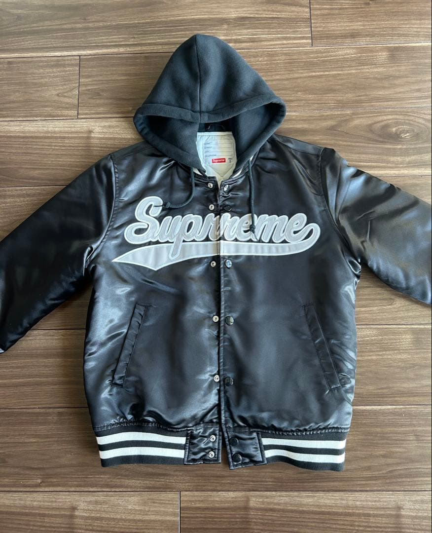 Supreme Satin Hooded Varsity Jacket 美品