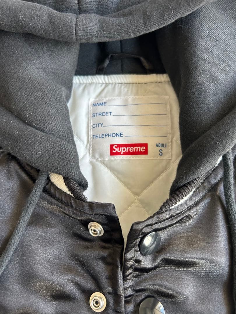Supreme Satin Hooded Varsity Jacket 美品