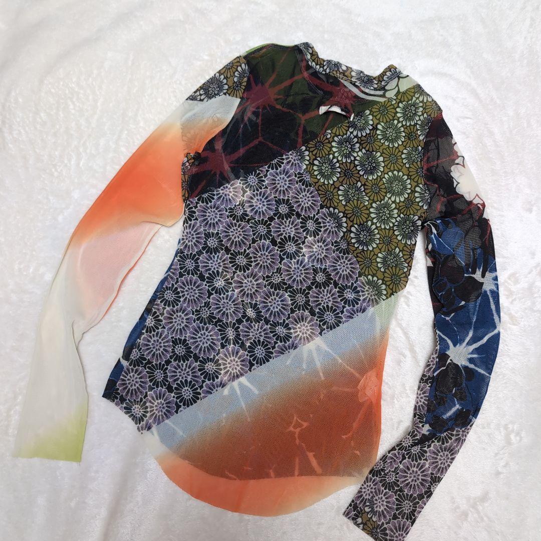 【美品】Jean Paul GAULTIER FEMME パワーネット和柄 40