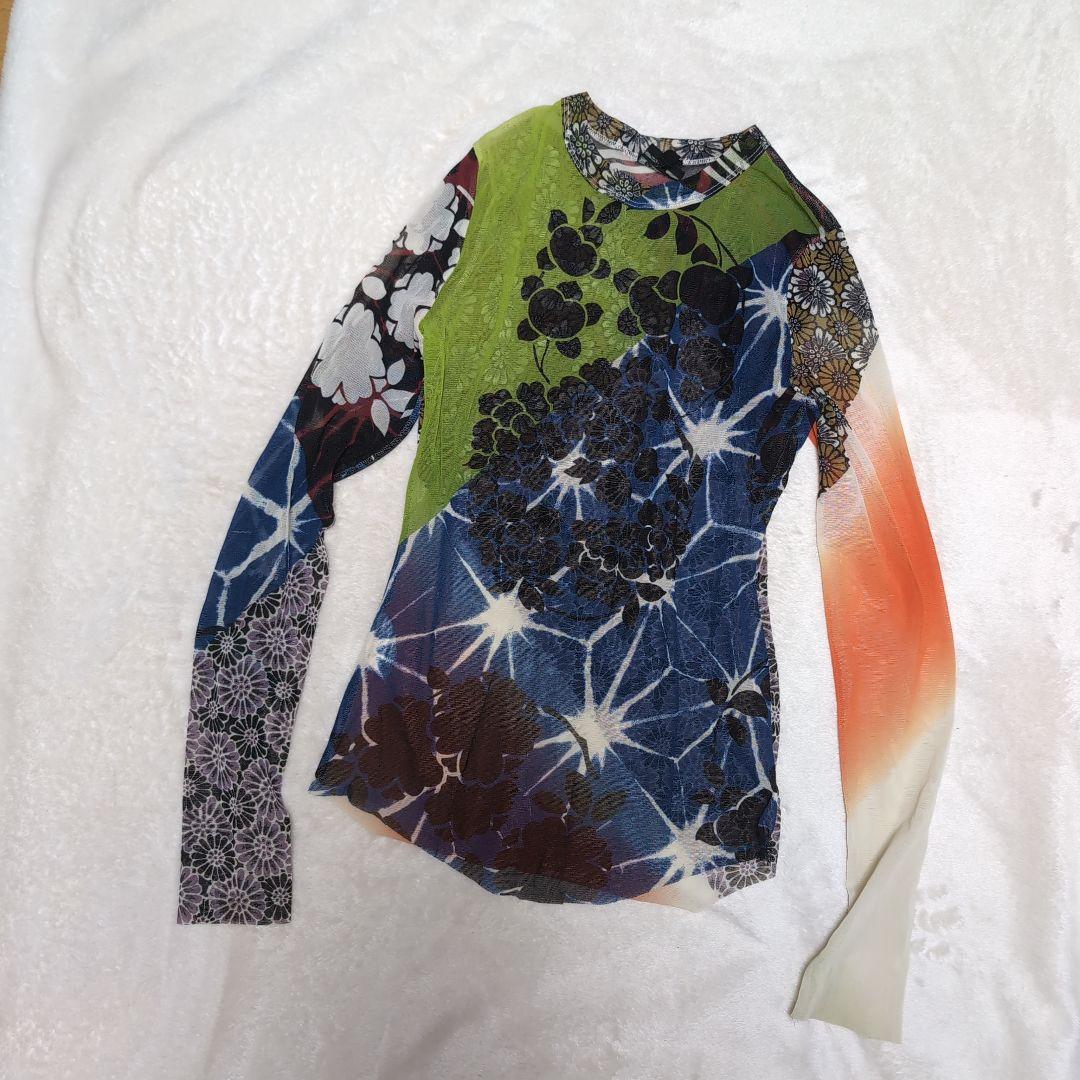 【美品】Jean Paul GAULTIER FEMME パワーネット和柄 40