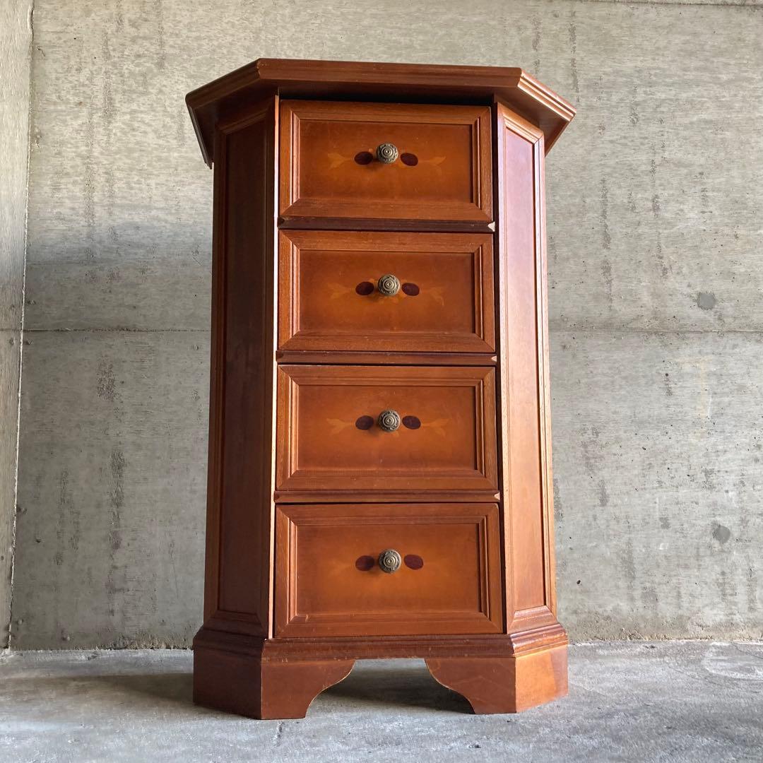 チェスト キャビネット カウンター 飾り台 置物台 木製 象嵌 家具 レトロ