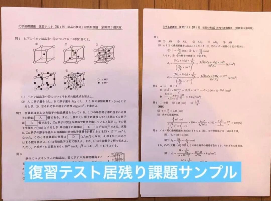 鉄緑会 高2 化学基礎講座 復習テストと居残り課題　フルセット