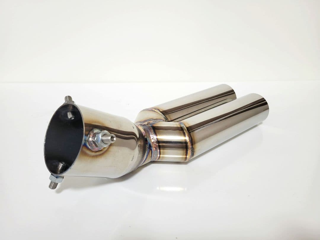 オールステンレス　デュアルマフラーカッター全長30cmハネ上げ角度30度