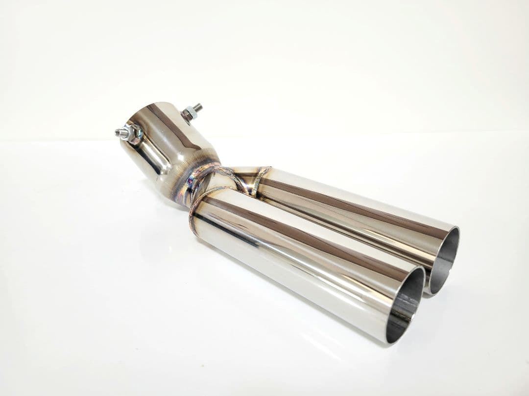 オールステンレス　デュアルマフラーカッター全長30cmハネ上げ角度30度