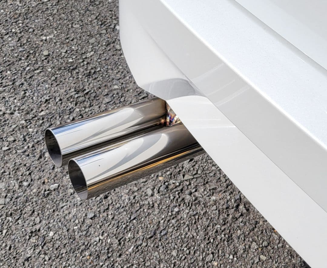 オールステンレス　デュアルマフラーカッター全長30cmハネ上げ角度30度