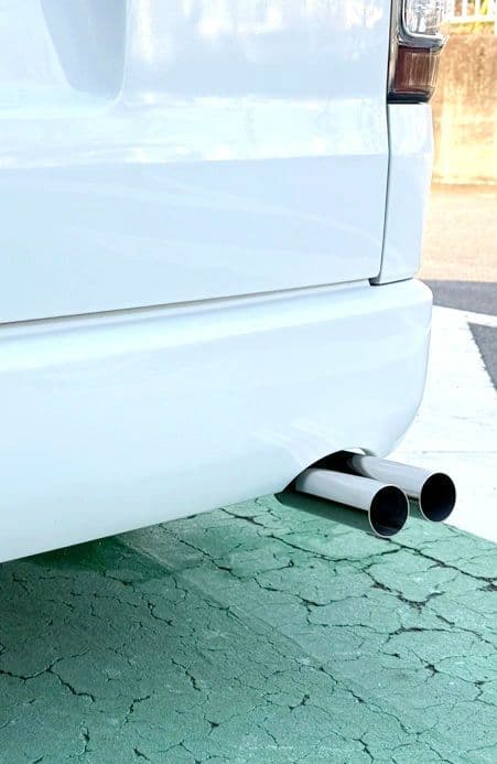 オールステンレス　デュアルマフラーカッター全長30cmハネ上げ角度30度