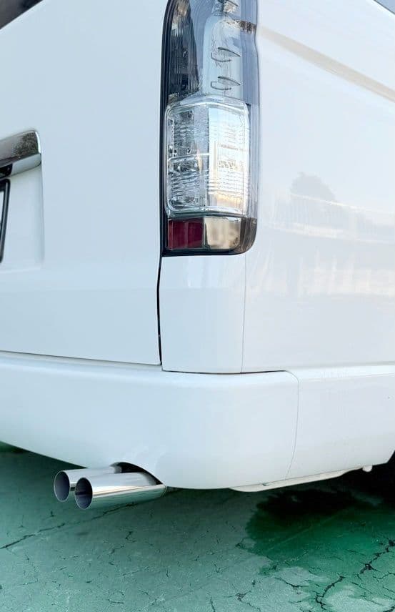 オールステンレス　デュアルマフラーカッター全長30cmハネ上げ角度30度