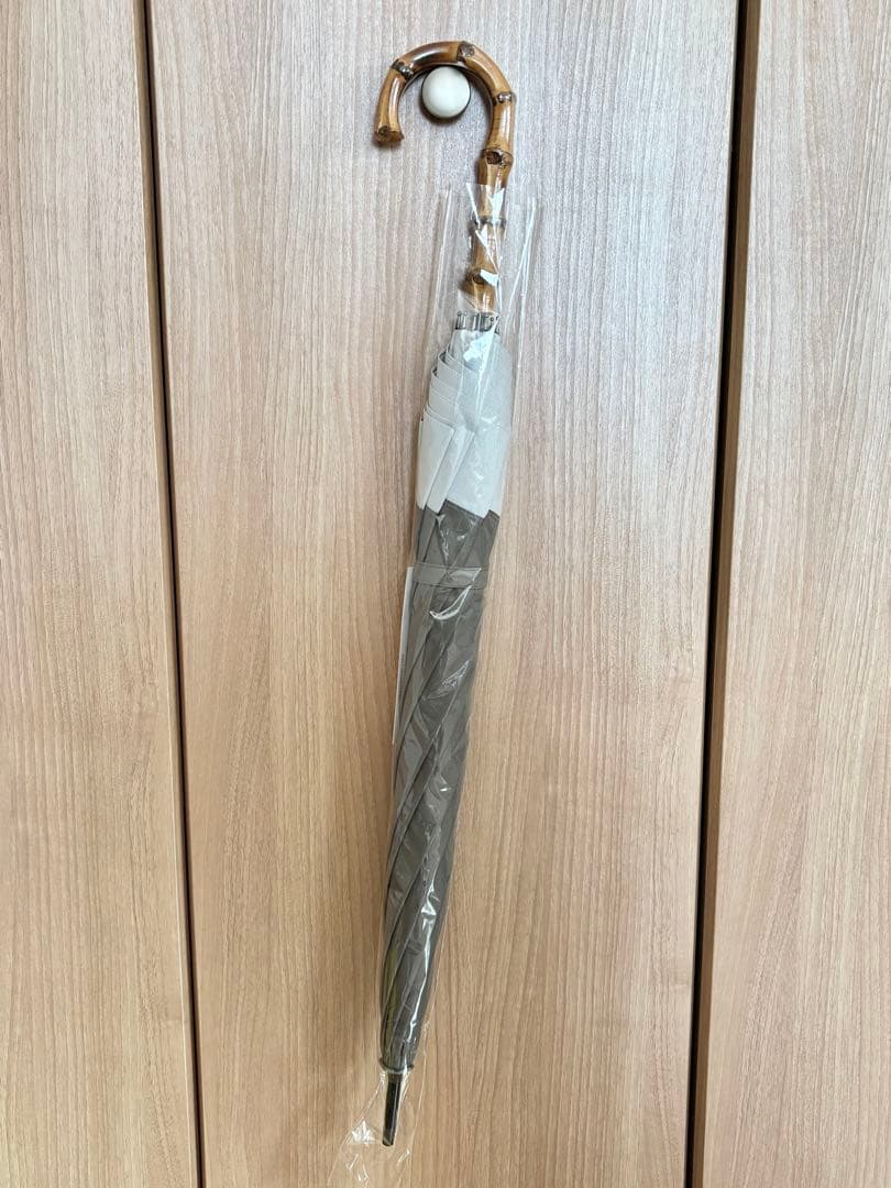 サンバリア100　日傘　長傘Mサイズ　コンビ　モスグレー　竹手元　新品