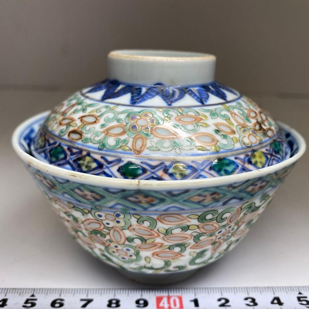 中国清時代　康煕年製　蓋茶碗　直径10.6㎝　タウエ　東な7-0317☆2F