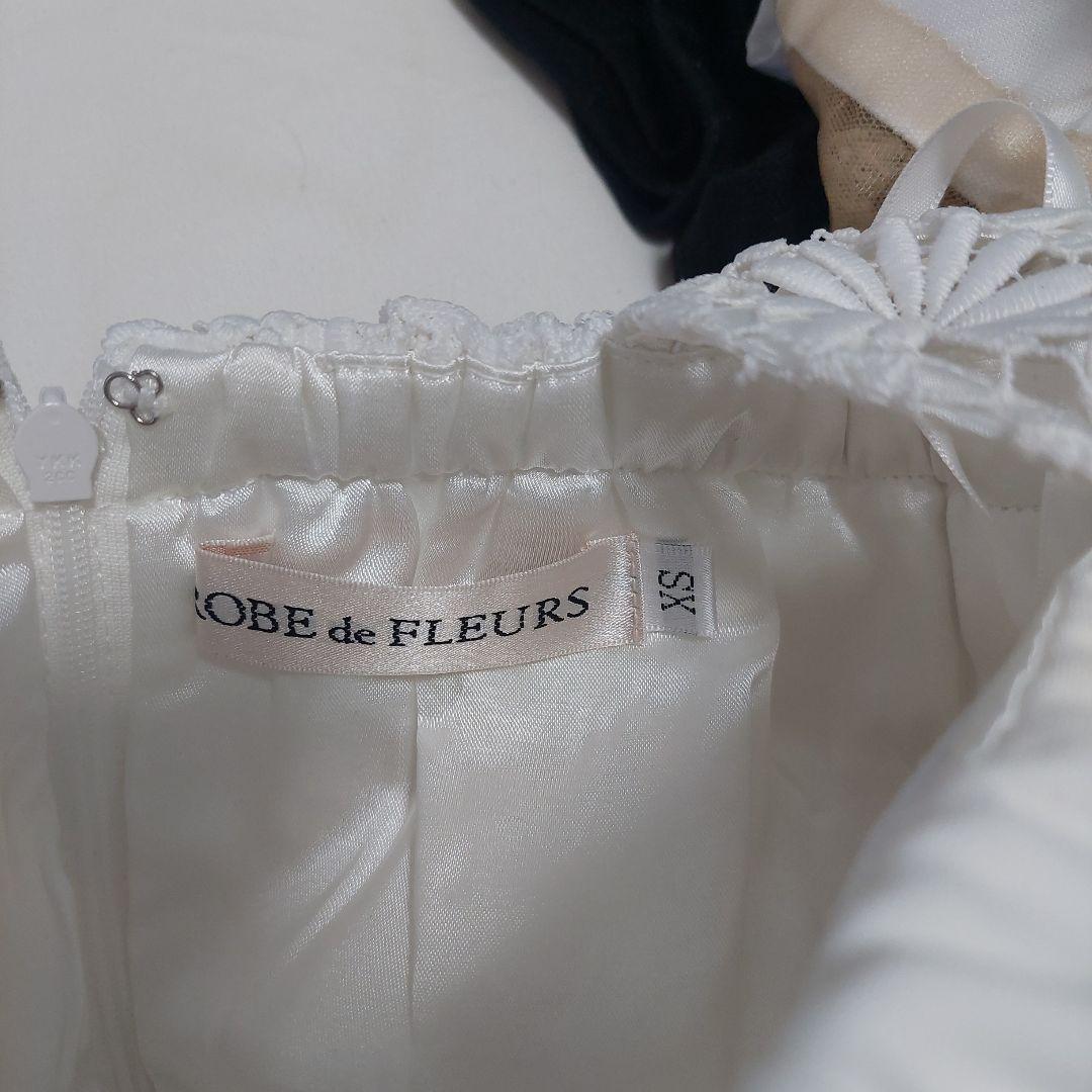 ROBE de FLEURS ホワイトミニドレス