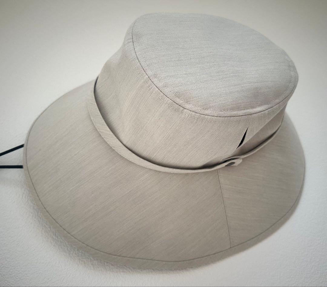 サンバリア100 ウィンドハット Mサイズ アイボリー ストラップ付き 帽子