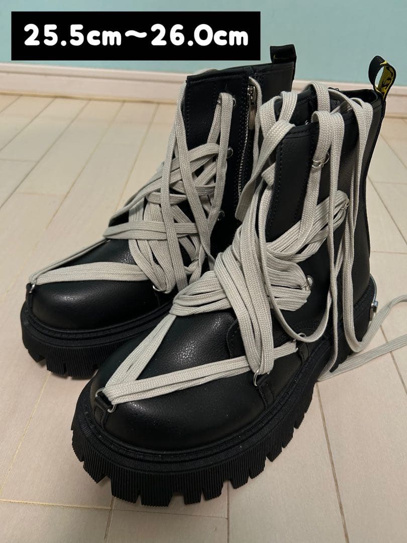 Rick Owens厚底ブーツ 風 ブラック 25.5～26cm ソール6cm