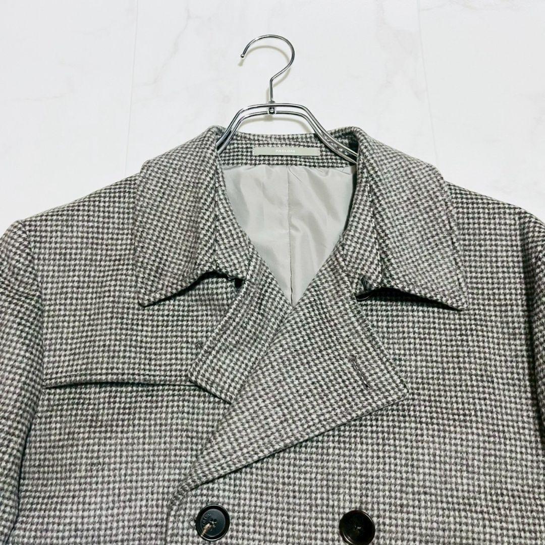 極美品✨パオローニ カシミヤ混 大きいサイズ チェックダブルチェスターコート