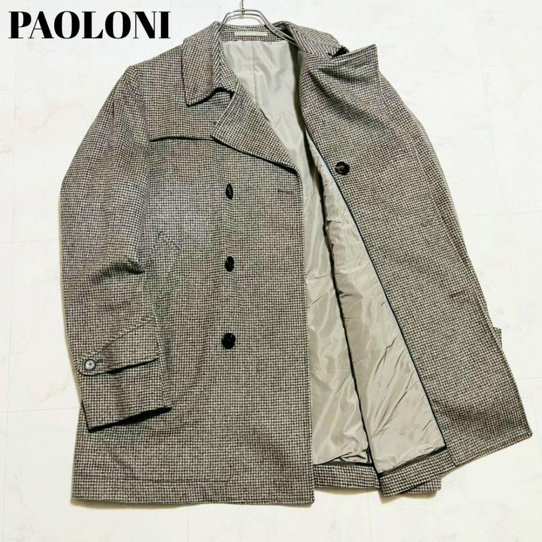 極美品✨パオローニ カシミヤ混 大きいサイズ チェックダブルチェスターコート
