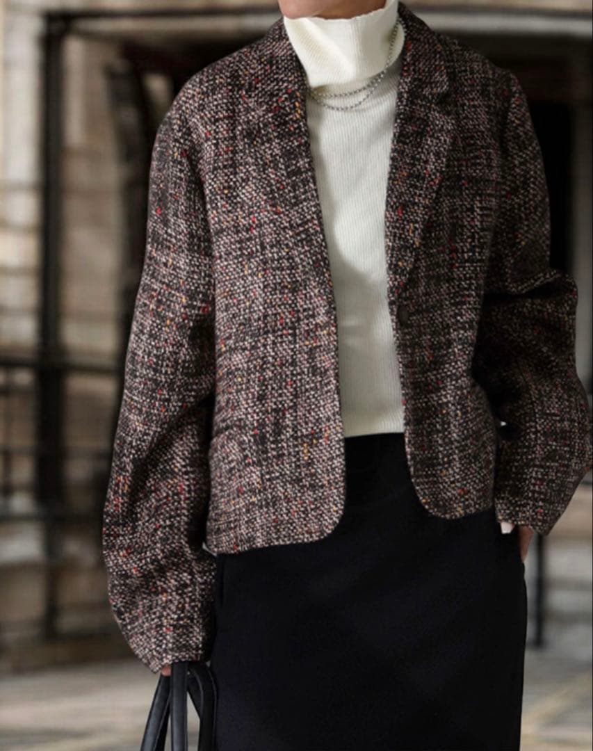 【極美品】アンティカantiqua クラシカル ツイードジャケット ショート丈