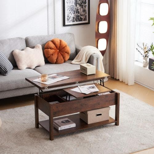 ローテーブル 収納付き センターテーブル 天板昇降式 天板2倍展開可能 大容量