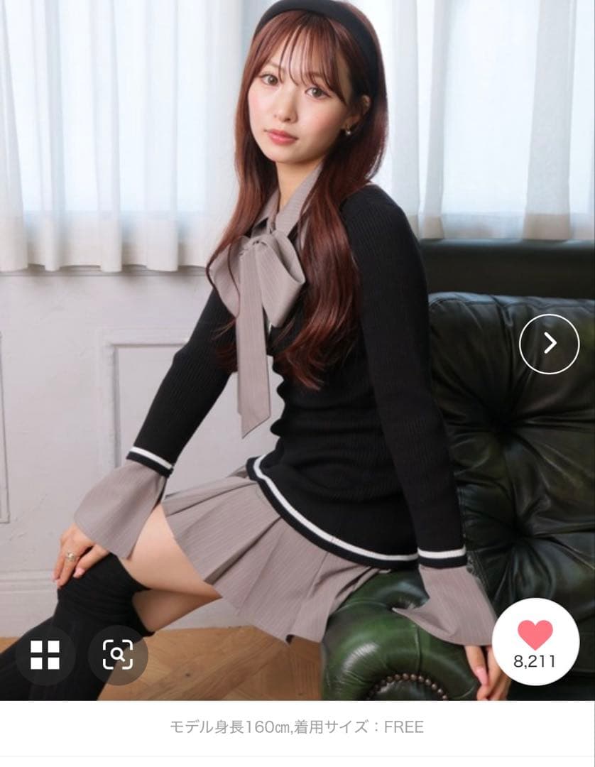 LIP SERVICE シャツドッキングプリーツワンピース ブラック