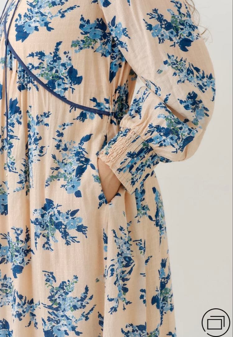 値下げ⭕️Cotton Rayon Flower Print Piping S