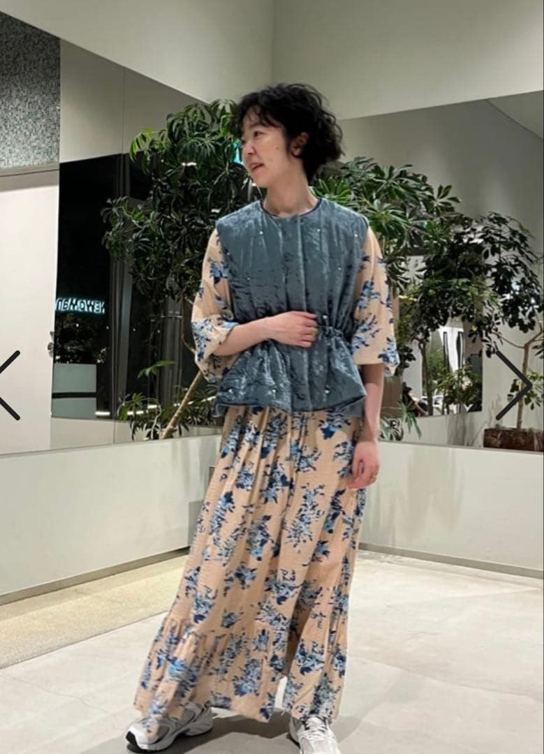 値下げ⭕️Cotton Rayon Flower Print Piping S