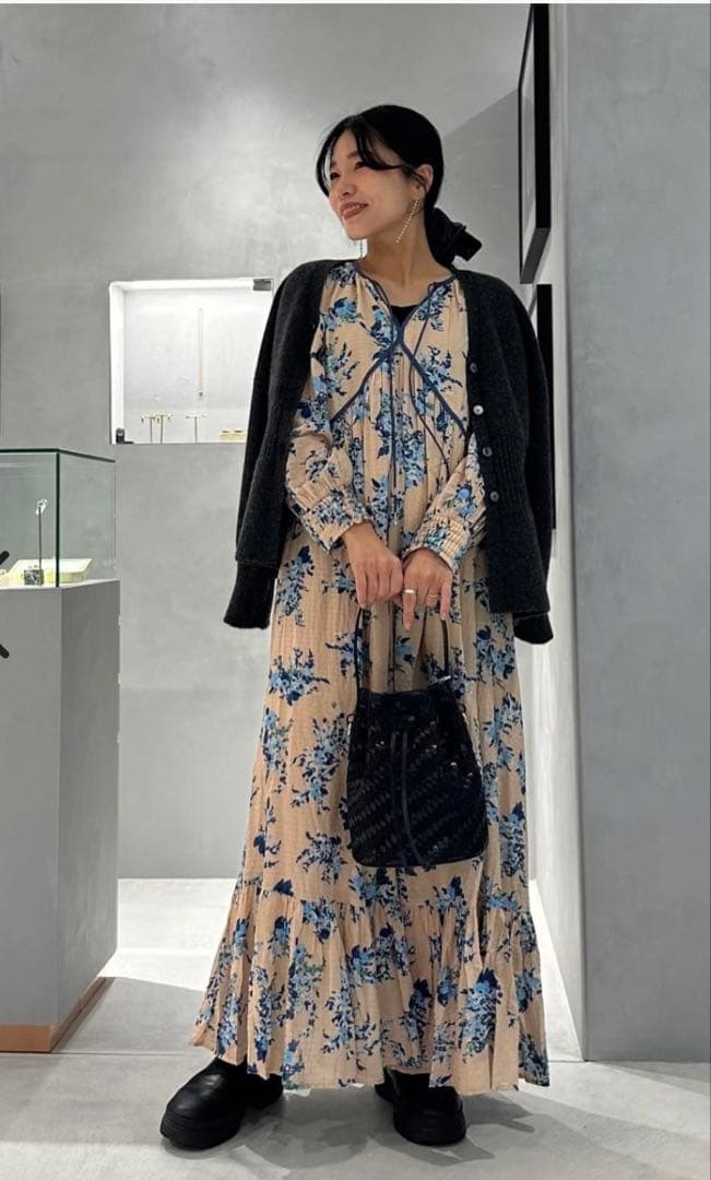 値下げ⭕️Cotton Rayon Flower Print Piping S