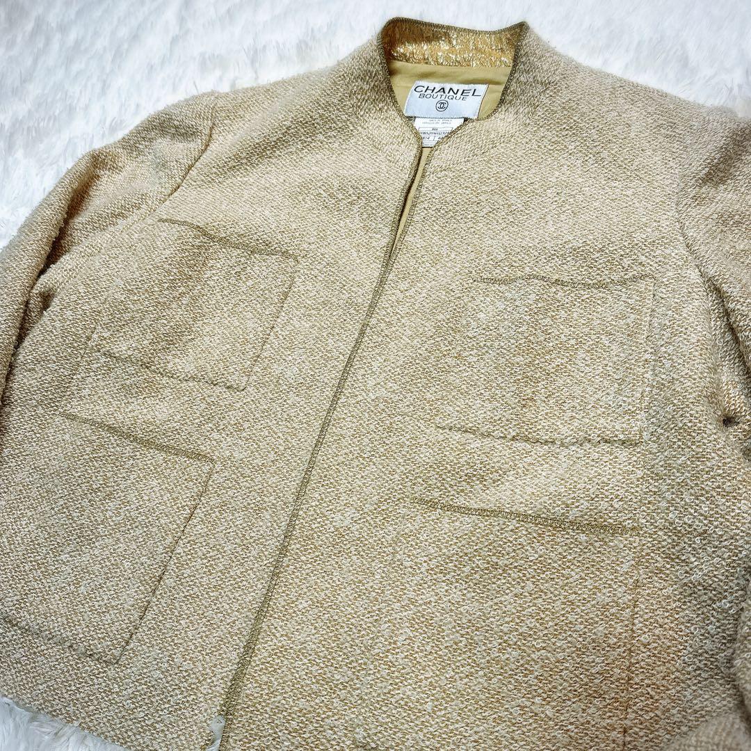 S*e様 CHANEL 96A ツイード ノーカラー ジャケット 44 2XL