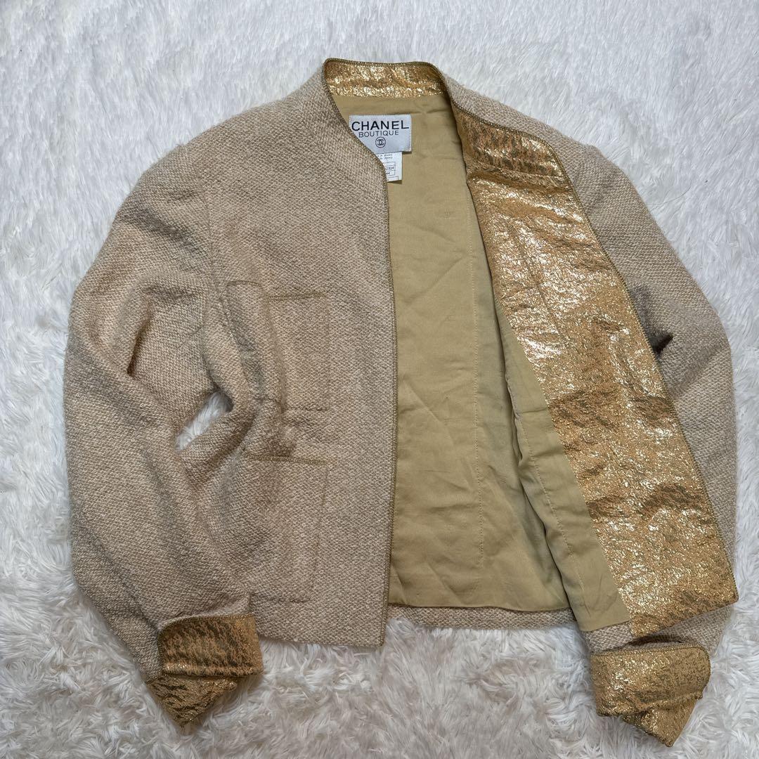 S*e様 CHANEL 96A ツイード ノーカラー ジャケット 44 2XL