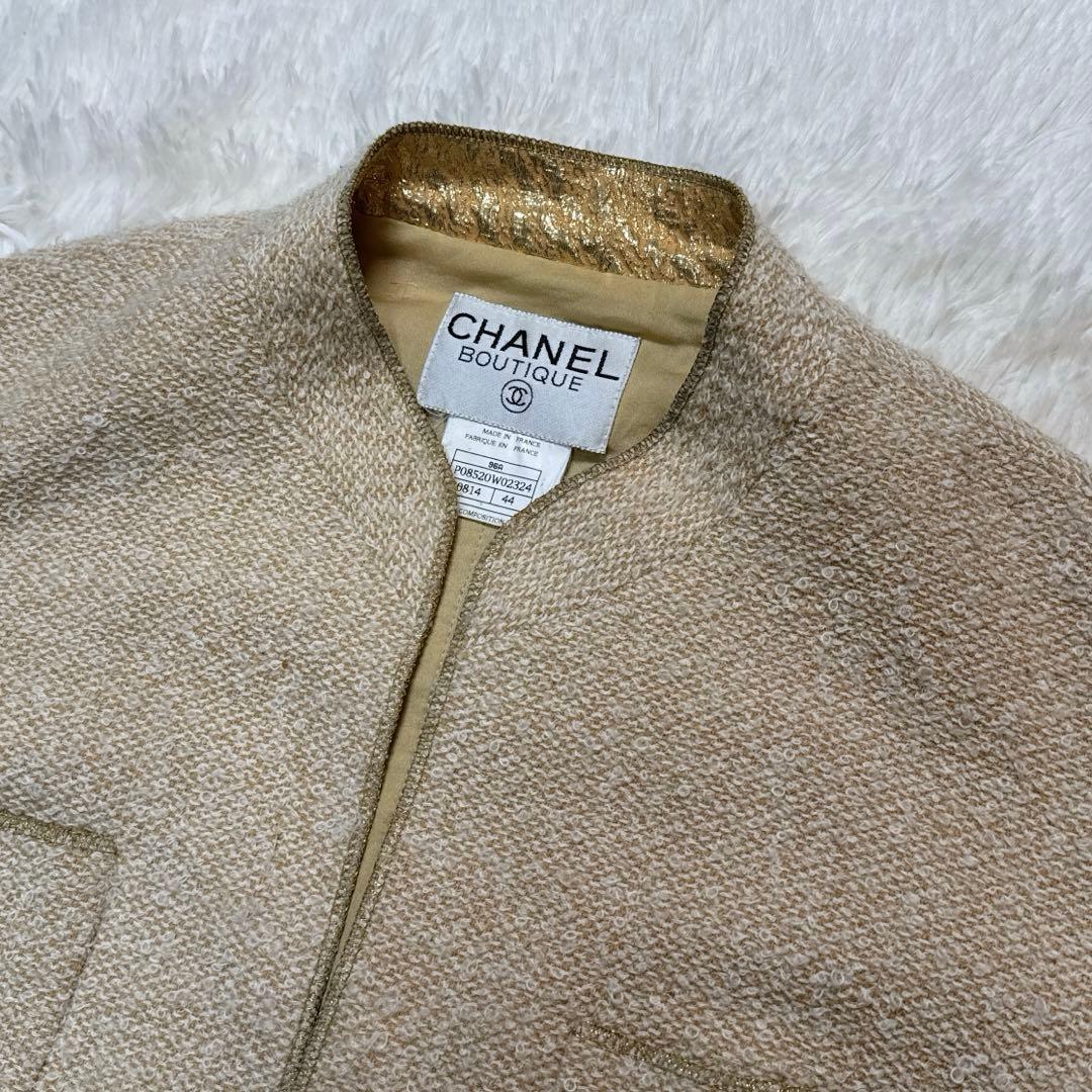 S*e様 CHANEL 96A ツイード ノーカラー ジャケット 44 2XL