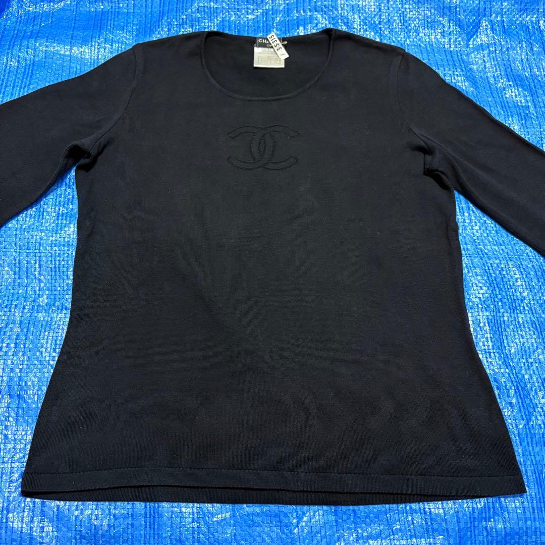 CHANEL★シャネル⬛︎コットンニット⬛︎ロンT⬛︎長袖⬛︎薄手⬛︎ココマーク⬛︎ブラック