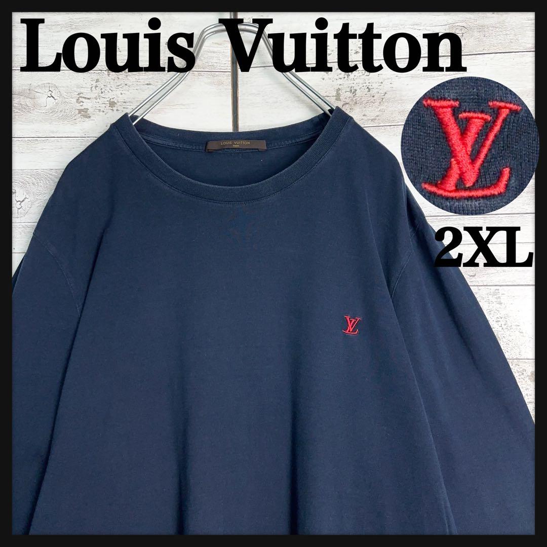 11417【美品・2XLサイズ】ルイヴィトン　ワンポイント刺繍LV長袖tシャツ