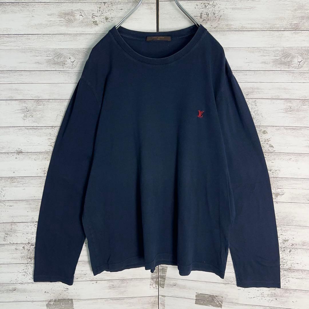 11417【美品・2XLサイズ】ルイヴィトン　ワンポイント刺繍LV長袖tシャツ